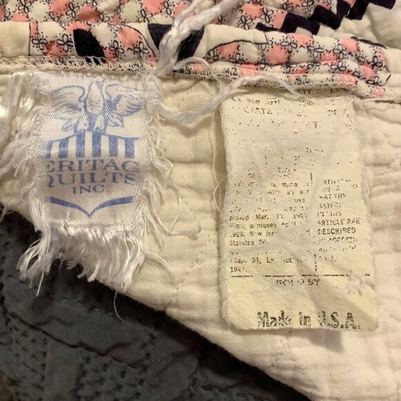 VTG Pink/White/Black Cat Argyle Bed Spread Made In USA By Heritage Quilts Inc. - Picture 3 of 6